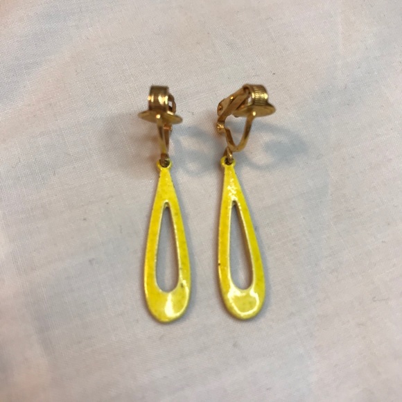 Striking Yellow Teardrop Shaped Earrings - Picture 2 of 5